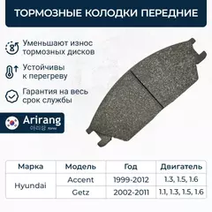 m/328057/Hi-Q/Колодка тормозная передняя (кт. 4 шт) Hyundai Accent (ТАГаз)/Getz/Elantra SANGSIN BRAKE SP1047