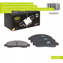 Колодки тормозные дисковые передние для автомобилей Great Wall Hover (05 ) / Hover H5 (11 ) / Isuzu D Max (02 ) (PF 4236) TRIALLI