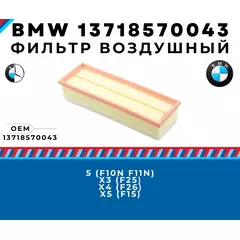 Фильтр воздушный BMW 13718570043 - 5 F10 F11, X3 F25, X4 F26, X5 F15