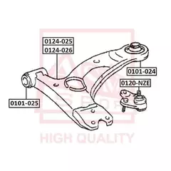 Сайлентблок переднего рычага задний TOYOTA ALLEX NZE121 2001-2006 ASVA 0101-024