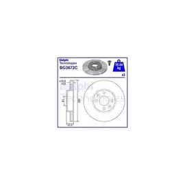 Диски тормозные (2 шт) вентилируемые Lada Largus 260х22 Delphi BG3762 аналог 7701207795 (комплект)(шт)