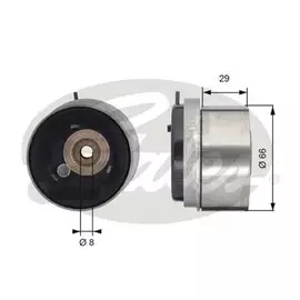 Ролик натяжной ремня ГРМCHEVROLET Aveo 05 05-05 13, Cruze 05 09> OPEL Astra 08 04-03 15, Corsa 06 11-08 14, Mokka 06 12>, Signum 08 05-03 07, Vectra 10 06-08 08, Zafira 08 05>(1шт) T43143