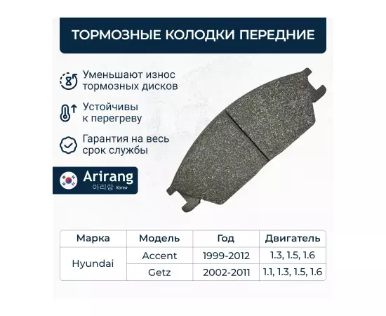 m/328057/Hi-Q/Колодка тормозная передняя (кт. 4 шт) Hyundai Accent (ТАГаз)/Getz/Elantra SANGSIN BRAKE SP1047