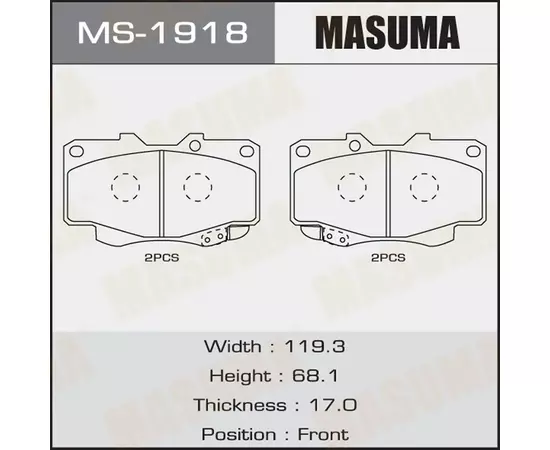 Колодки тормозные Toyota Hilux 05-12 передние MASUMA