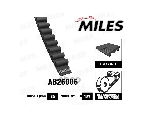 Ремень грм mitsubishi 1.3 1.6 03 06 (109x25) miles арт. ab26006 - MILES арт. AB26006