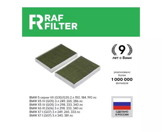 Противоаллергенный антибактериальный угольный фильтр салона RAF Filter Premium (RF009BM)