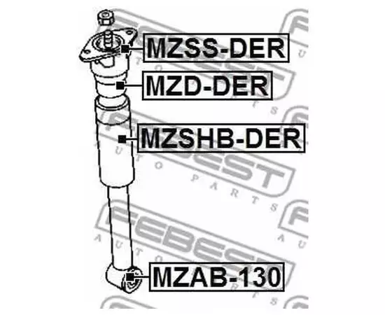 Втулка амортизатора Febest mzab130 для Mazda 2; VW Amarok