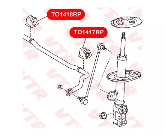 TO1417RP Полиуретановая втулка стабилизатора передней подвески, левая