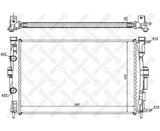 10-25183-SX радиатор системы охлаждения Renault Megane II/Scenic 1.6-2.0/1.9dCi 02> - Stellox арт. 1025183SX