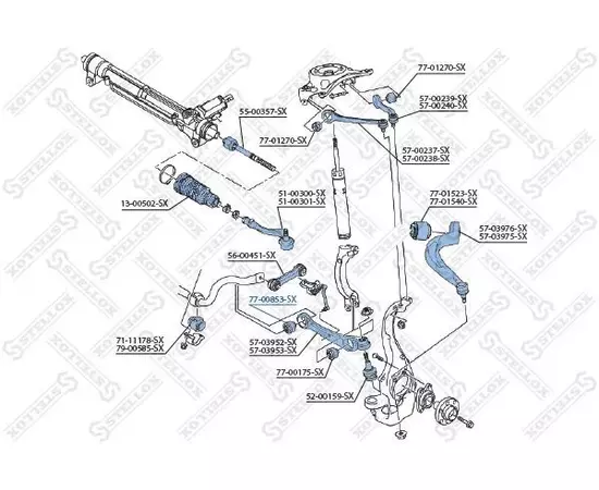 Сайлентблок рычага нижнего передний внутренний для Audi A4/A5 all 07 7700853SX STELLOX