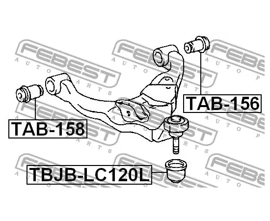 Сайлентблок нижнего рычага подвески перед прав лев Febest TAB-156