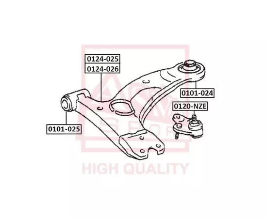 Сайлентблок переднего рычага задний TOYOTA ALLEX NZE121 2001-2006 ASVA 0101-024