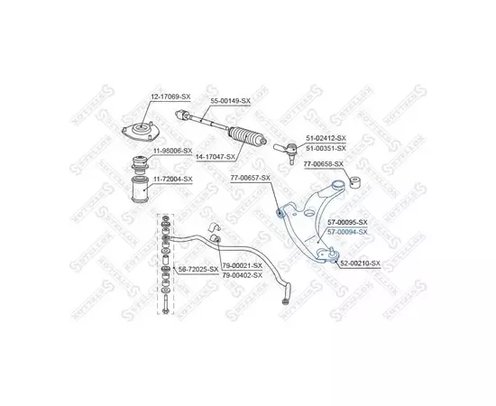 57-00094-SX рычаг нижний правый! Mitsubishi Lancer CS5A/CS5W/CS2A 00