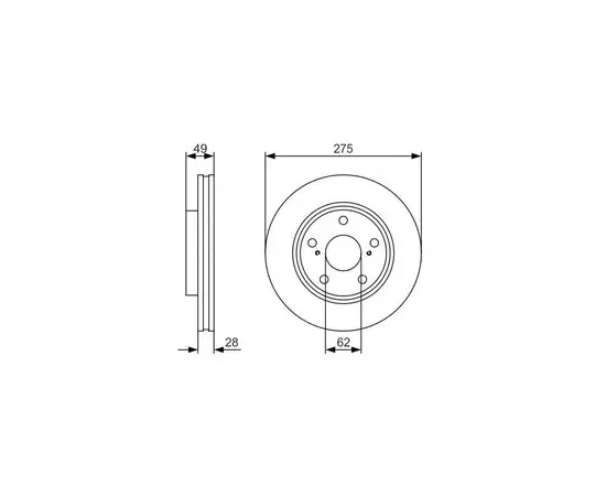 Диски тормозные BOSCH 0986479R58 4351233041 TOYOTA CAMRY 2.2 1996.8-2001.11