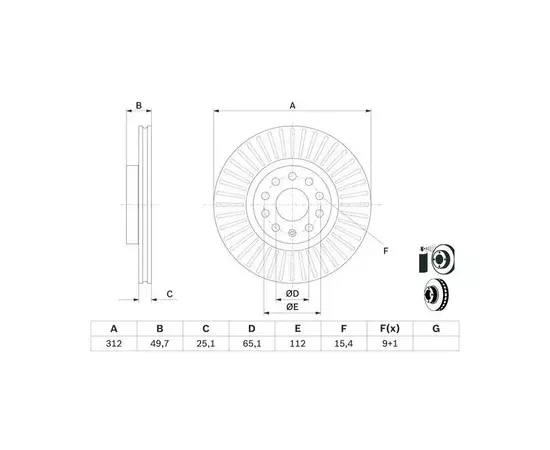 Диск тормозной Premium 2, передн, AUDI: A3, A1 ,Q3 SEAT: Altea, Leon, AlhambraSKODA: Superb, Octavia, Yeti VW: Touran, Golf, Caddy, Passat, Jetta, Tiguan, Sharan