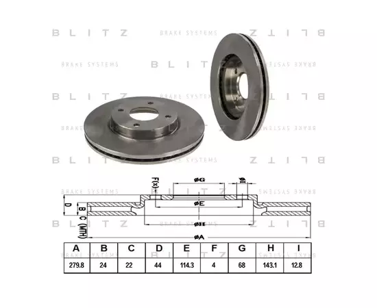 Диск тормозной передний вентилируемый NISSAN Tiida/Cube 07-> BLITZ BS0325