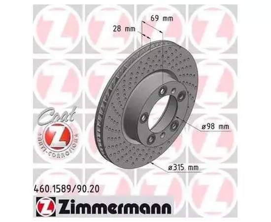 Тормозной диск передний Zimmermann 460159020 для Porsche Boxster, Cayman