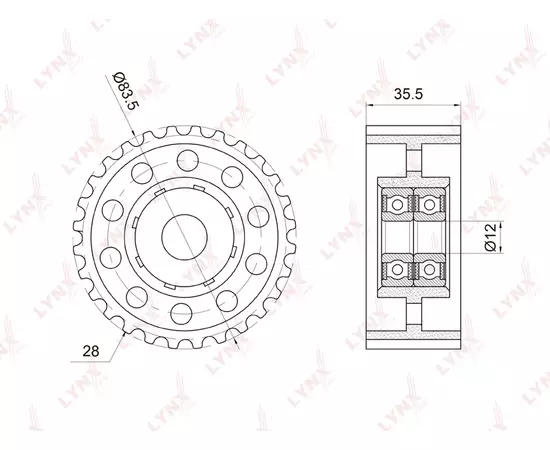 Ролик обводной ремня грм LYNXauto PB-3038 - LYNXauto арт. PB-3038