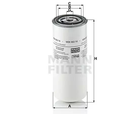 Топливный фильтр MANN-FILTER WDK962/16