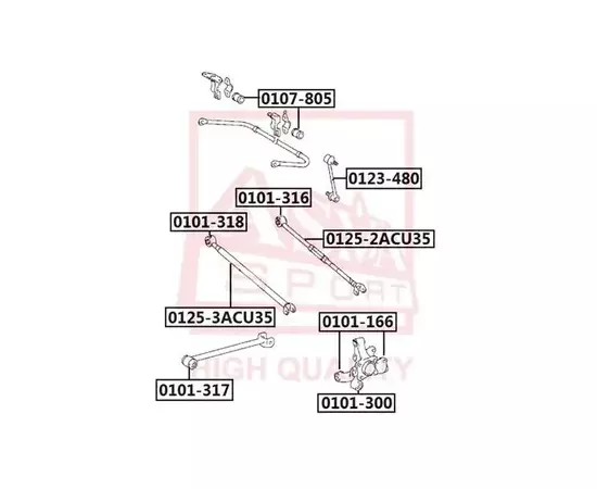 Сайлентблок ASVA 0101-318 4871048050 LEXUS RX300 2003.5> Сайлентблок задней поперечной тяги