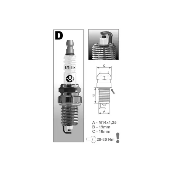 Свеча зажигания BRISK Super DR17LC-1 Chevrolet Aveo (T300), Cruze Opel Astra H, J Corsa D