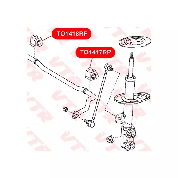 TO1417RP Полиуретановая втулка стабилизатора передней подвески, левая