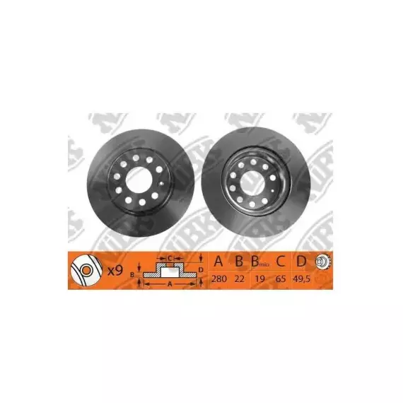 Диск тормозной SKODA OCTAVIA 1.6 2004 - 2013 SKODA OCTAVIA 1.6 2008 - 2013 SKODA OCTAVIA 1.6 2009