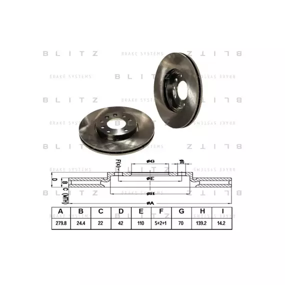 Диск тормозной передний вентилируемый OPEL Astra/Zafira 98-> BLITZ BS0158